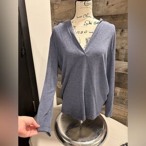 Old Navy Blue V-Neck Hooded Sweatshirt
